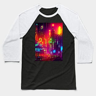 Japan Neon City Lights Baseball T-Shirt